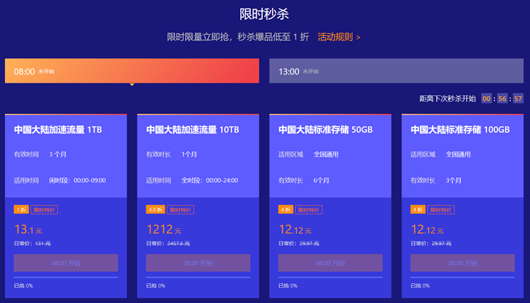 七牛云双十二促销活动 - 秒杀CDN流量包 满减券抵扣对象存储