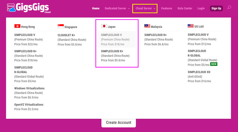 GigsGigsCloud 日本云服务器推荐方案整理 日本VPS CN2 优化线路
